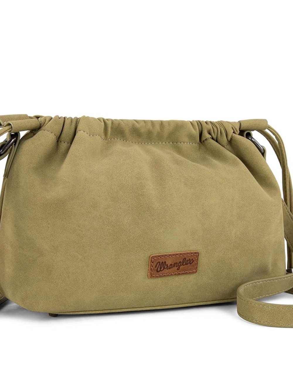 Wrangler Light Olive Green Crossbody Drawstring Bag